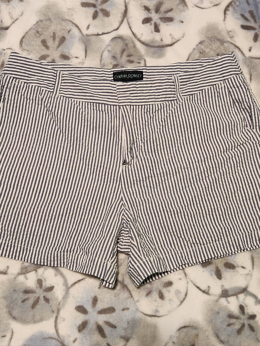 Cynthia Rowley Seersucker Blue & White Striped Shorts